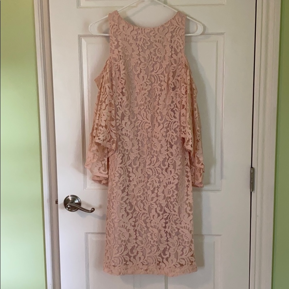 Ralph Lauren pink lace off the shoulder dress 8